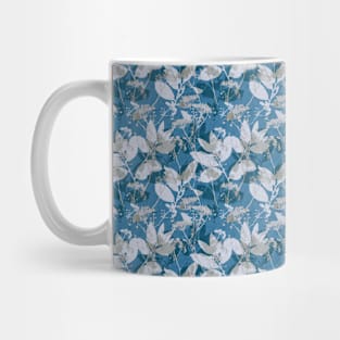 Botanic fall leaves vibe blue Mug